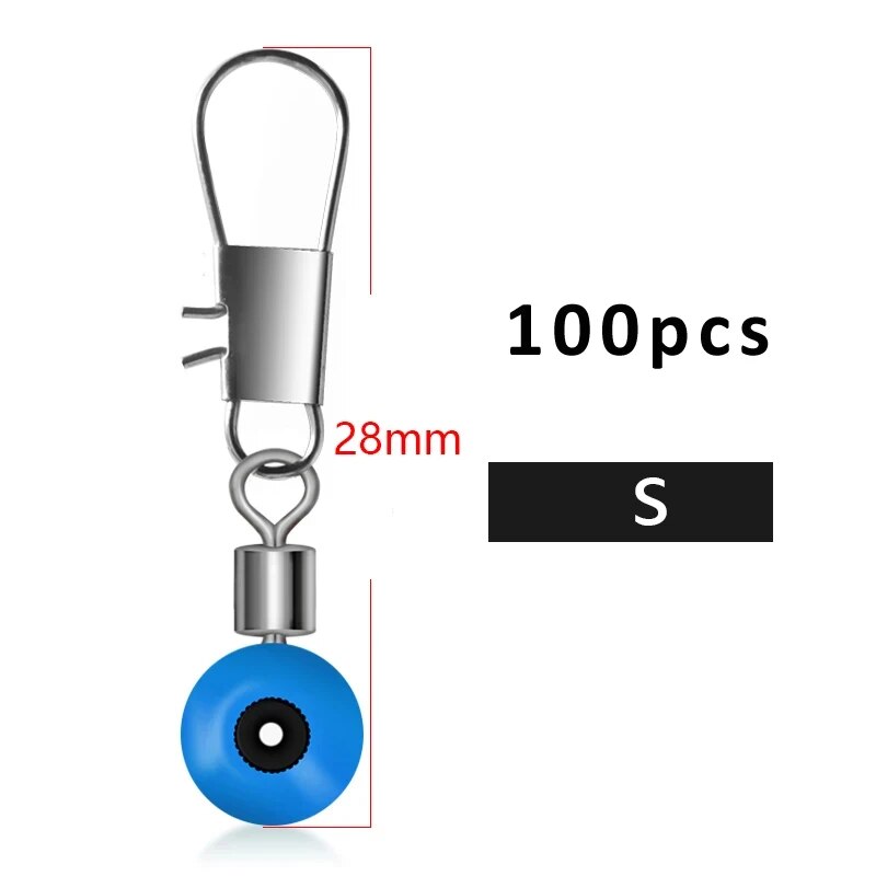 100 pcs/Lot pêche flottant espace haricots rotation Bobber connecteurs pêche en mer eau salée matériel pivotant équipement métal leurre: Bleu