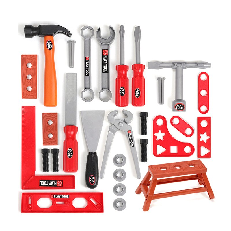 Kit de caja de herramientas para niños, juguetes educativos de simulación, herramientas de reparación, taladro, juego de plástico, rompecabezas de ingeniería,: 28pcs