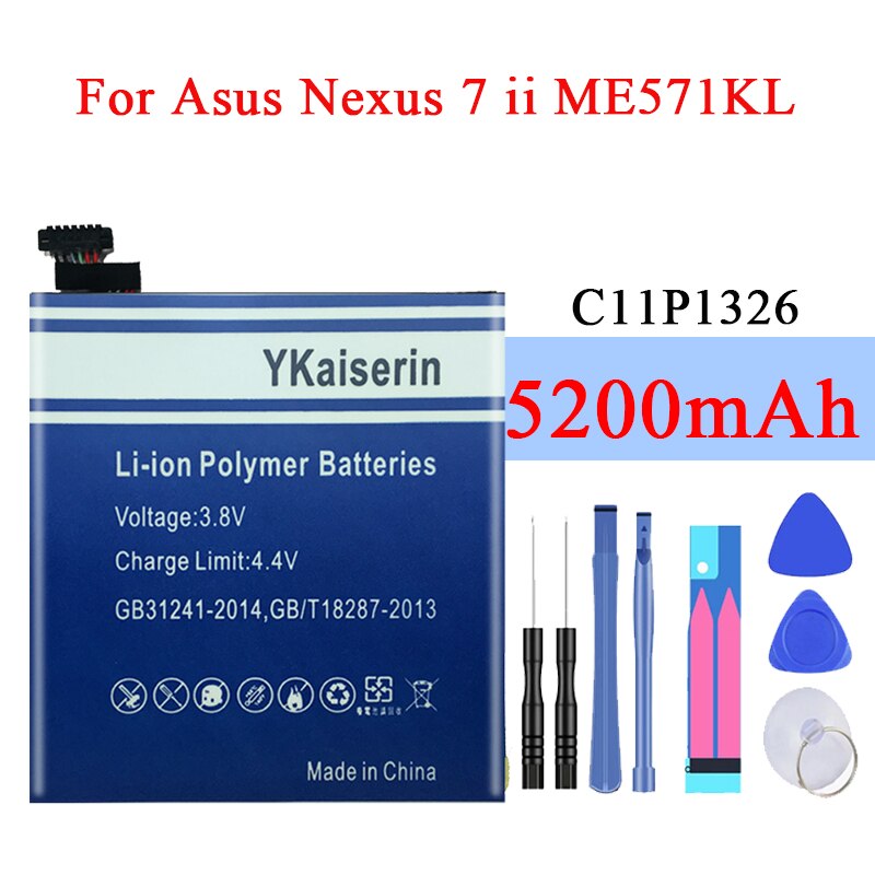 Ykaiserin Voor Asus C11P1326 Batterij Voor Voor Asus Asus Memo Pad 7 ME7610C ME7610CX ME176C ME176CX K013 ME176 5200 Mah batteria
