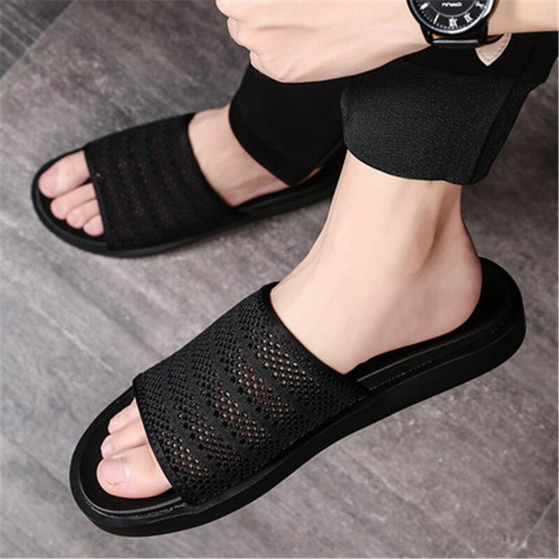Arena de playa verano agujero nueva personalidad hombres zapatillas sandalia al aire libre no resbaladizo playa zapatillas arrastre