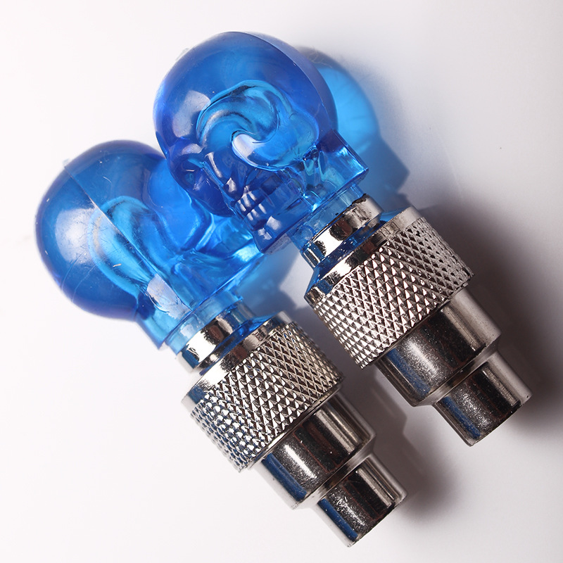2 Stuks Fietsverlichting Motion Sensor Led Verlichting Met Batterijen Voor Road Mtb Mountainbike Band Band Ventiel Fiets Accessoires: Ghost head blue