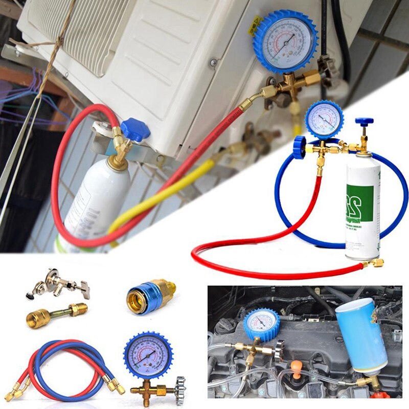 R22 kølemiddel klimaanlæg fluor tilføje værktøjssæt bil klimaanlæg freon fælles cool gasmåler