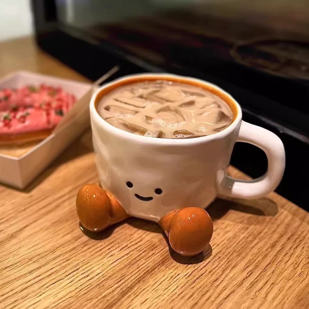 Taza de cerámica con forma de pie, taza de café Kawaii, taza de agua y bebida bonita de dibujos animados, taza de leche para desayuno para amigo, de Navidad, decoración del hogar