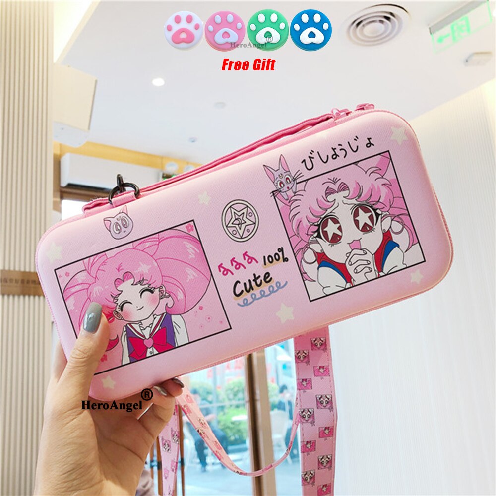 Portable Shoulder Strap Lanyard Travel Storage Bag For Nintendo Switch Game Console Box Shell Cover Cute Fruits Protective Case: 08