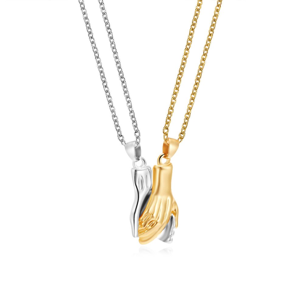 2 Stks/set Paar Handen Houden Hanger Ketting Magneet Bijpassende Lover Hart Magnetische Ketting Paar Vriendschap Valentijn Dag: 03