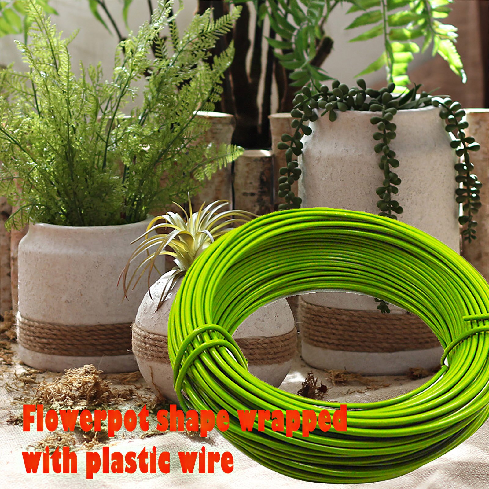 Alambre colgante para maceta de flores, alambre de hierro negro/blanco/verde para modelado de plantas, hecho a mano, alambre de soporte para maceta de flores DIY