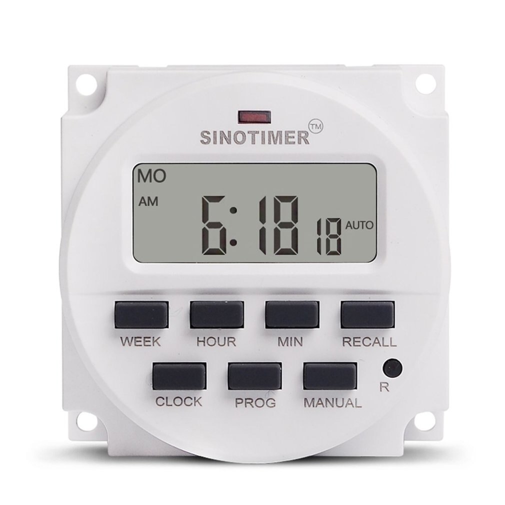 SINOTIMER AC 220V Weekly 7 Days Programmable Digital Time Switch Relay Timer Control Din Rail Mount for Electric Appliance: Default Title