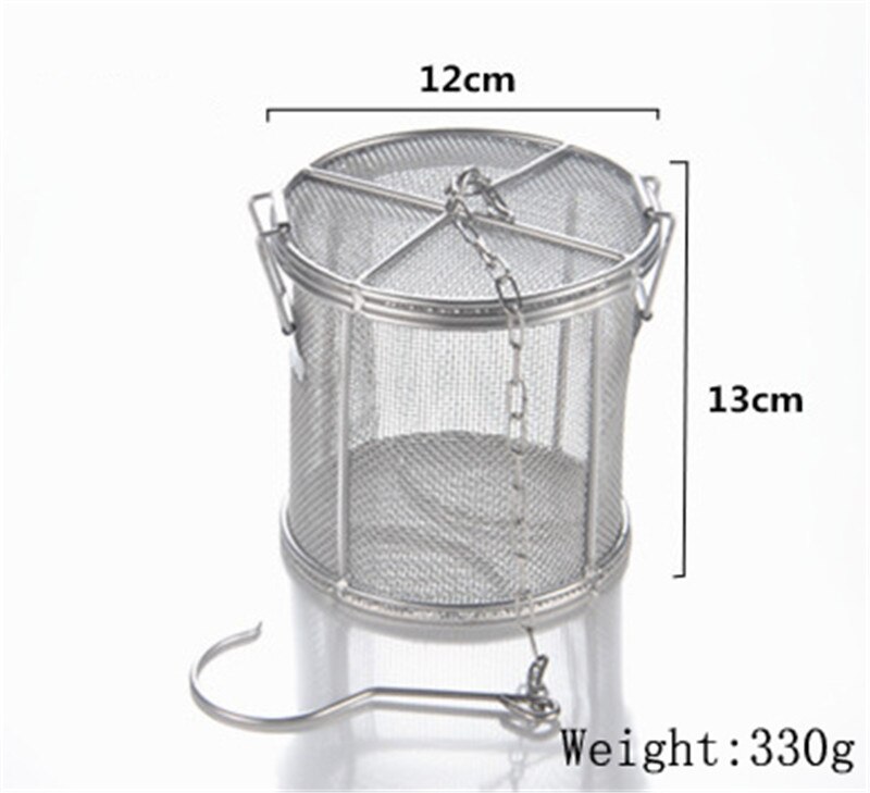 Stor 25*25cm 304 rostfri kryddpåse såssoppa smak kryddlåda te köttkorg gryta slaggseparering durkslag: W12 x h13 cm