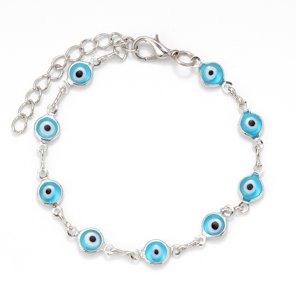 Meibeads legering blå/lyseblå onde øje lucky eye perlekæde armbånd til kvinder smykker charms armbånd  ey153