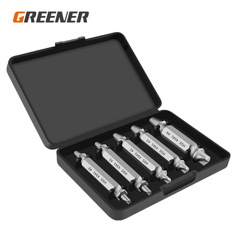GREENER 5PC Break Screwdriver Extractor Speed Damaged Screw Drill Bit Set Take Out Bits Bolt Remover Extractor Demolition Tools: Standard