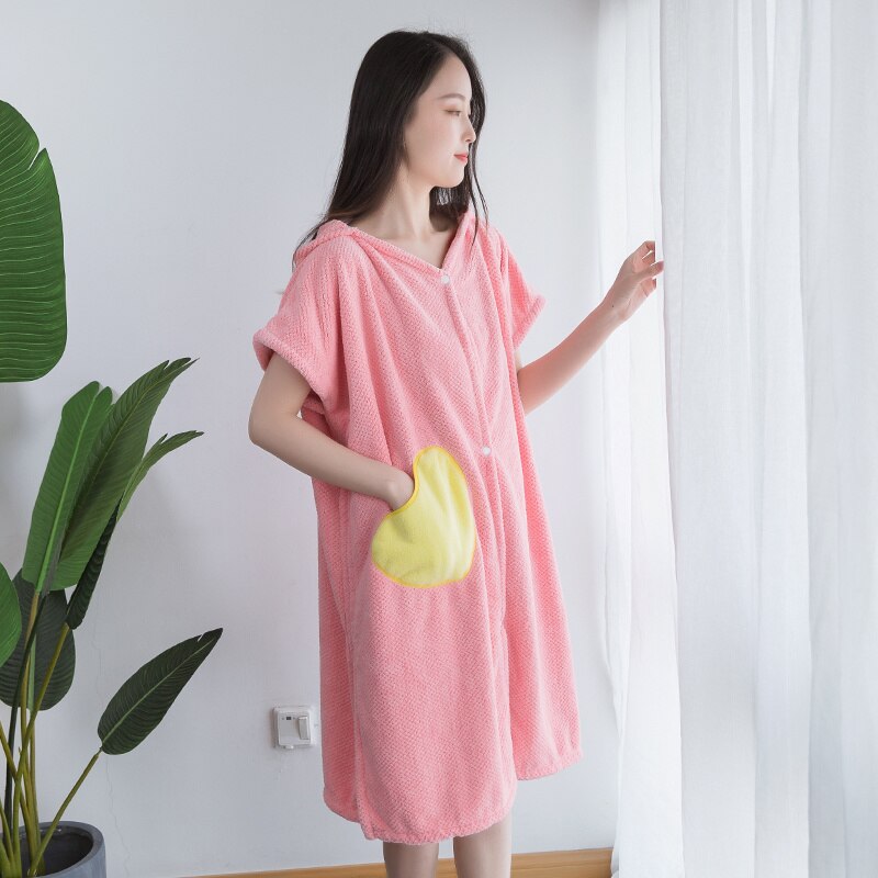 Robe de plage à capuche, serviette de bain à absorption rapide, serviette de plage, Sport de plein air, souple et tactile, Poncho, poche de cape de natation: heart pink