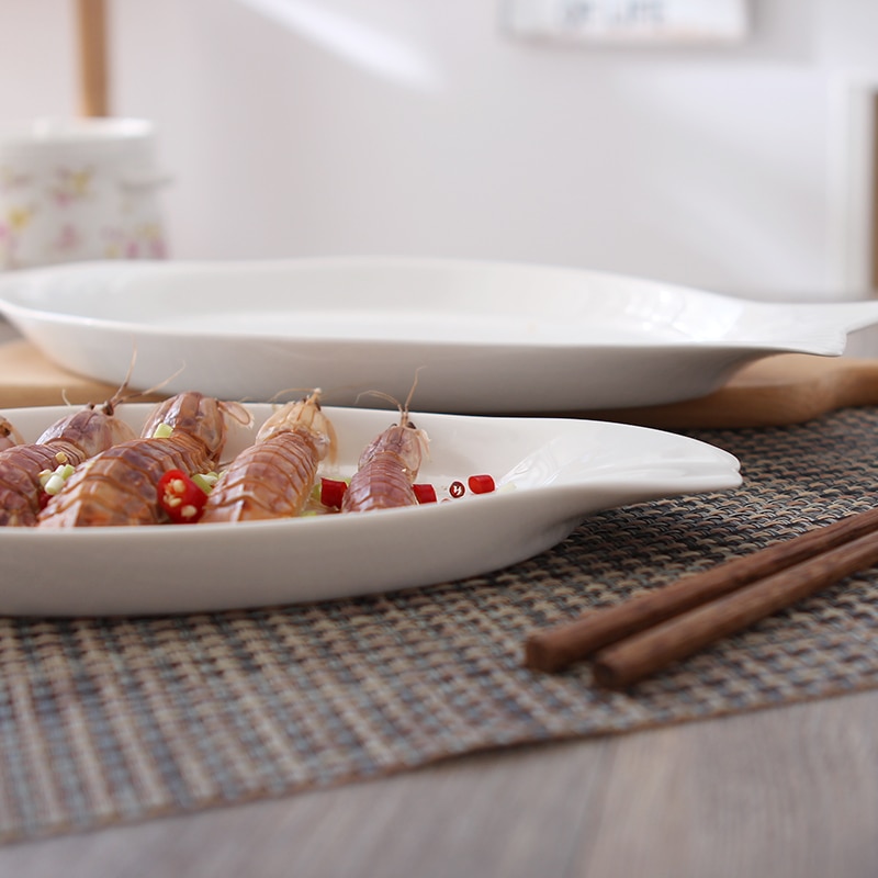 Solid White Plates Fish Dish Bone China Ceramic Plates big size solid white dinner plate