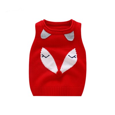 Infants Sweet Cartoon Vest Waistcoat Infant Knitted Vest Newborn Sleeveless Tops Baby Kids Comfortable Cotton Outerwear AA60779: Red / 12M