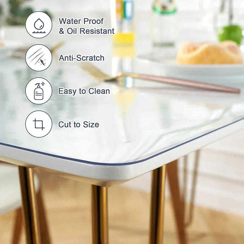 PVC-Tischmatte, Glas, weicher Stoff, Tischdecke, transparent, D' wasserdichte Teppiche und Teppiche für Zuhause, Wohnzimmer, Tischdecke 1,0 mm
