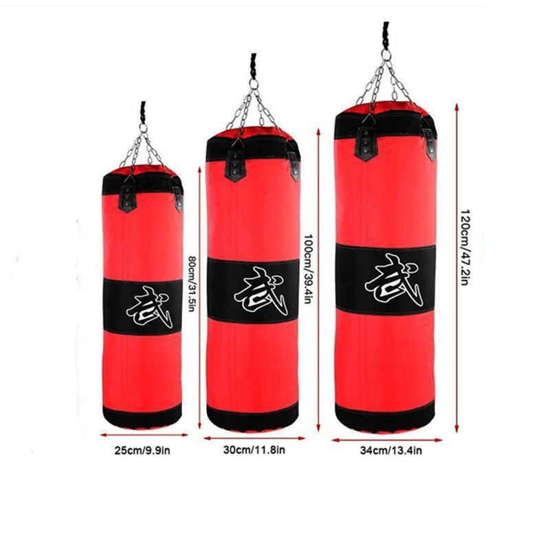 Saco de pancada profissional para treinamento, vazio, suspenso, resistente, com corrente de metal, gancho, fivela, para combate a karatê