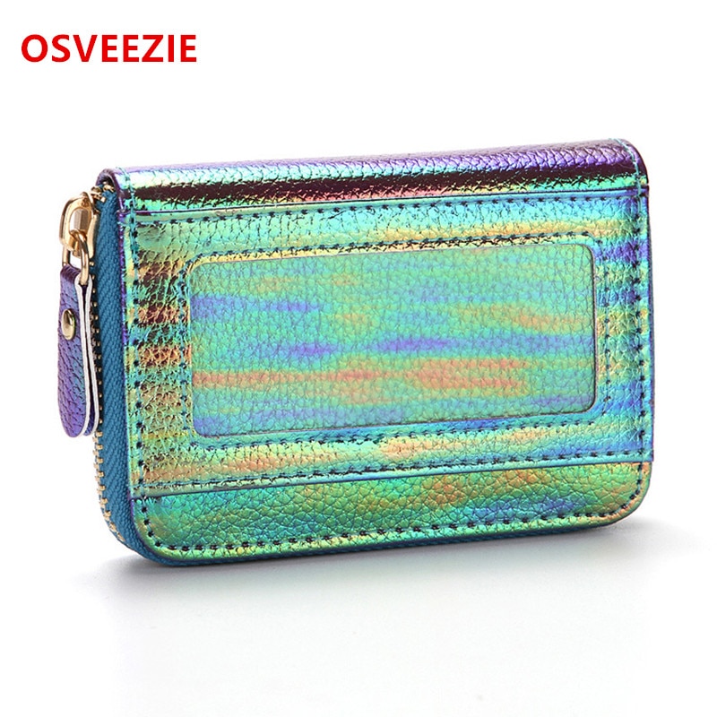 Novelty Rainbow Rfid Protection Mini Wallet Women For Credit Cards Business Card Holders Brand Ladies Card Case