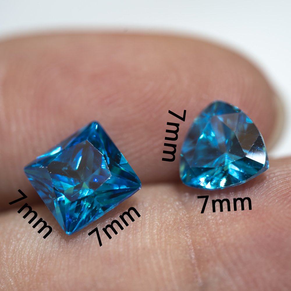 Corindón Ceilán mar azul zafiro gemas forma Circular cojín facetado corte suelto aguamarina piedras preciosas conjunto caja de