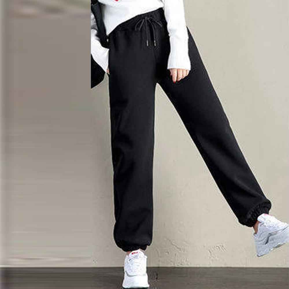 nouvelles femmes décontracté pantalon de survêtement ample solide cachemire poche mi pantalon sport pantalon Long cordon