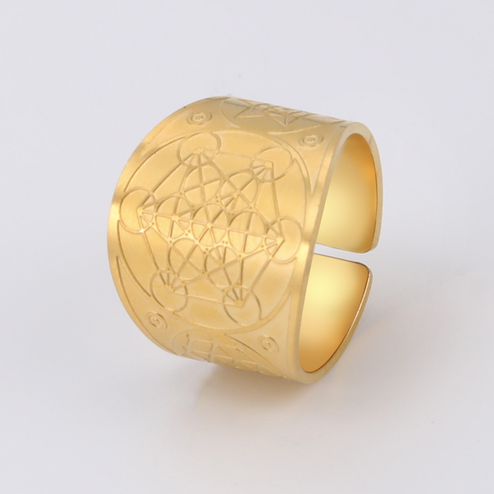 Dawapara Sigillo dei Sette Arcangeli Segreto dell'Universo Anello in Acciaio Inossidabile Salomone Kabbalah Amuleto di Protezione Talismano: 10 / buio marrone