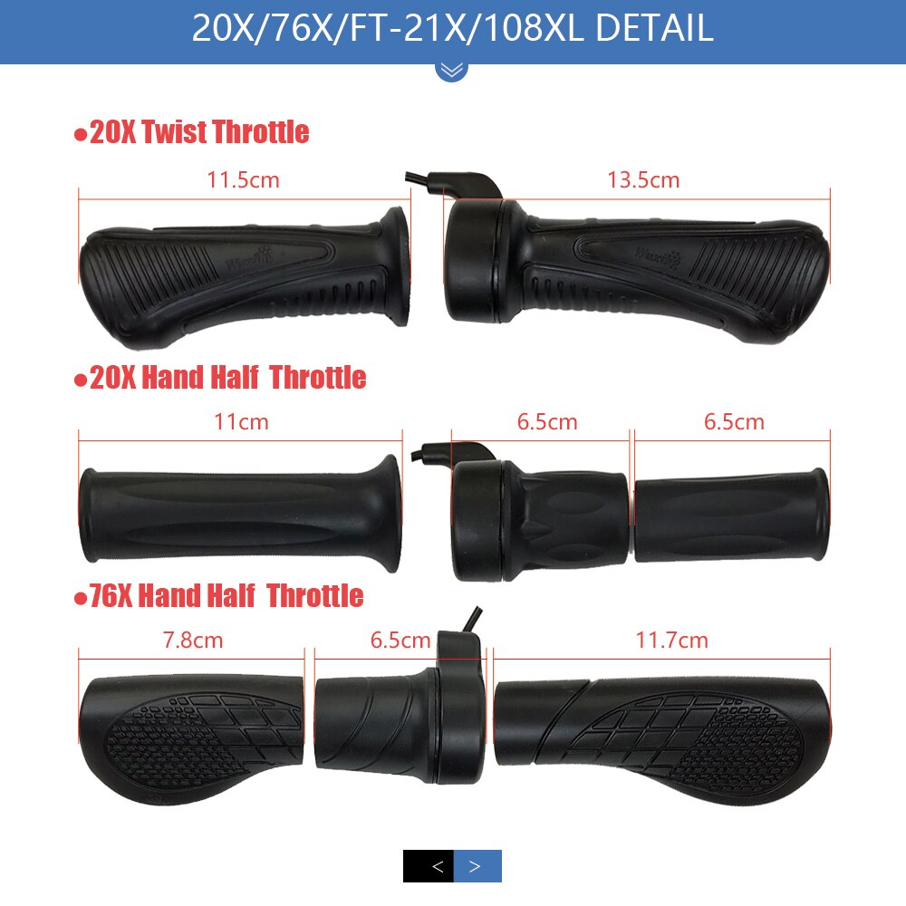 Electric Bicycle Thumb Throttle Lef/Right Side 24V-72V e-Bike Whole Throttle Half Twist Throttle Handle For Ebike Conversion Kit