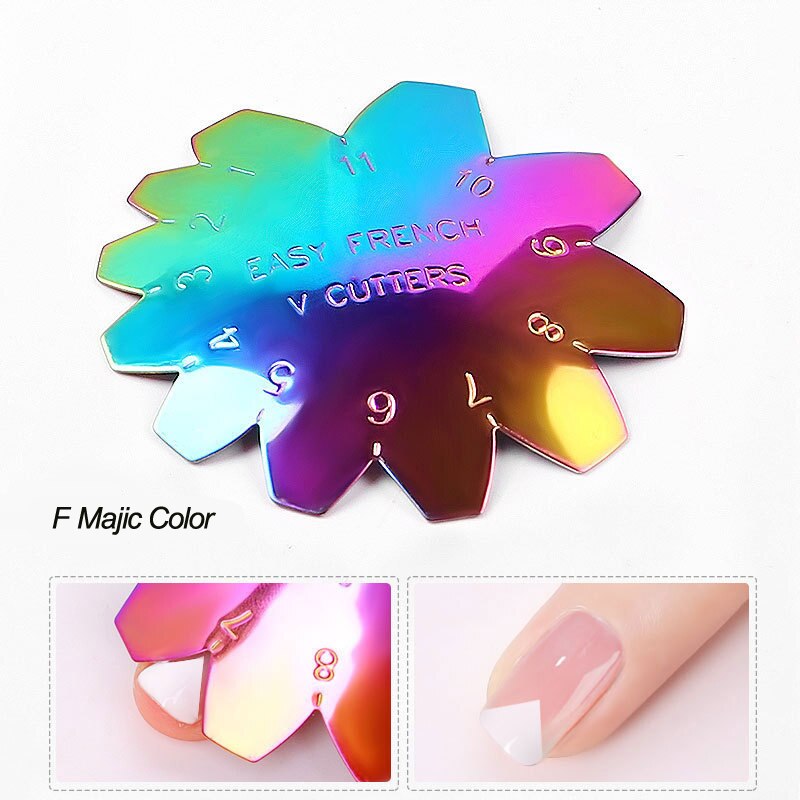 Pro 12 Style Easy French Smile Cut V Line Edge Trimmer Nail Cutter Almond Nail Stencil Styling Mold French Manicure Tools: MULTI