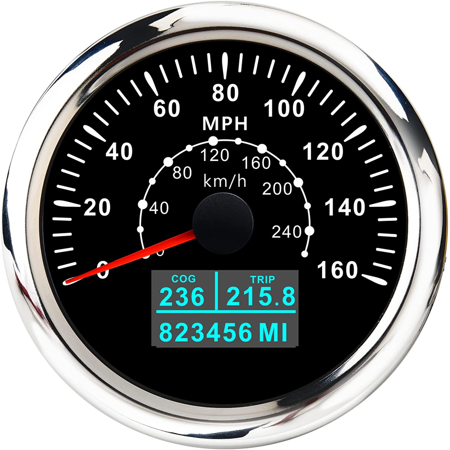 Neue 85mm GPS Tachometer Mit Rot, Grün, Blau, Weiß, Gelb, Cyan, lila Farben Hintergrundbeleuchtung Für Auto Boot Motorrad: 160MBS
