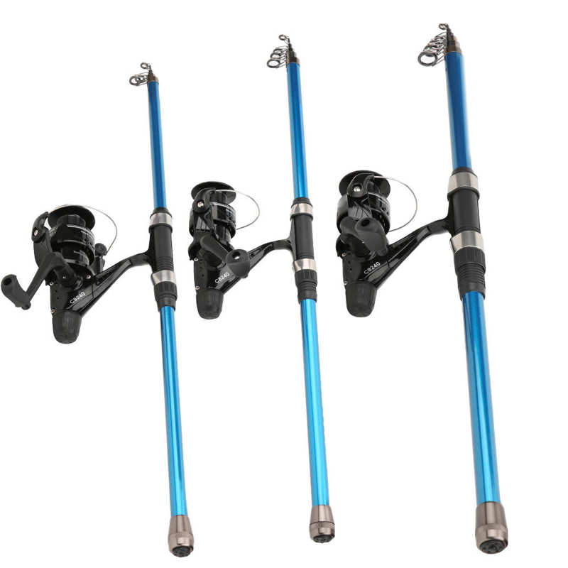1.8/2.1/2,4 m Angelrute Combo 24T Carbon Teleskop Angelrute Set mit Linie Lockt tackle Haken 5.5:1 Reel Volle Tool Kit