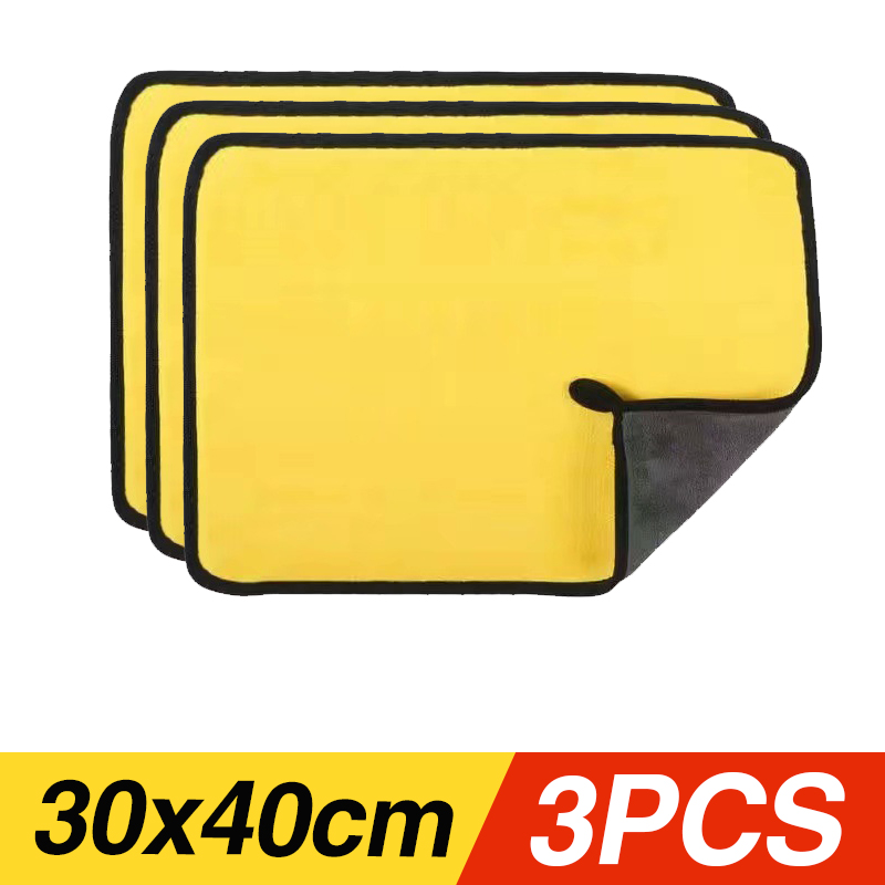 Toallas de lavado de microfibra para coche, paño de secado de absorción de agua, suave y grueso, doble capa, 30/40/60cm: Naranja