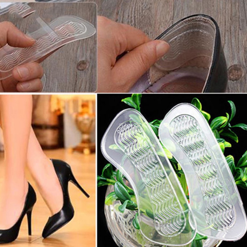 1 par usynlig silikon anti-skli høy hæl puter bakfot hæl sko silikon pute – Grandado