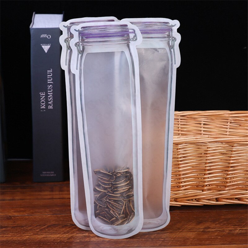 Bolsas reutilizables para frascos de vidrio, bolsas para nueces, dulces, galletas, bolsas selladas para almacenar alimentos frescos, bolsas para refrigerios, organizador de cocina sellado.