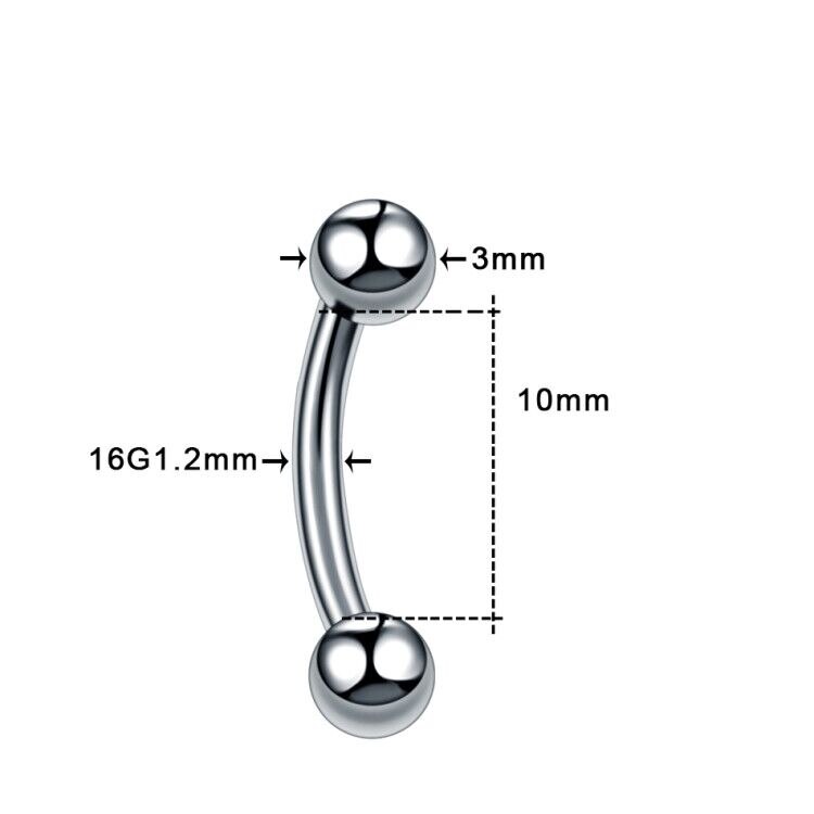 1PC Titanium Eyebrow Banana Piercings Curved Barbell Ring Lip Labret Tongue Piercings Daith Helix Earring Piercings Body Jewelry: Rose Gold / 1.2x10x3x3mm