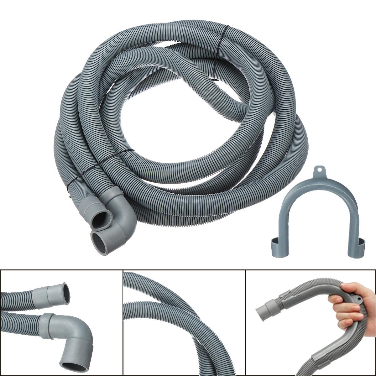 4M Wash Machine Dishwasher Drain Hose Outlet Water Pipe Flexible Extension 22mm With Bracket