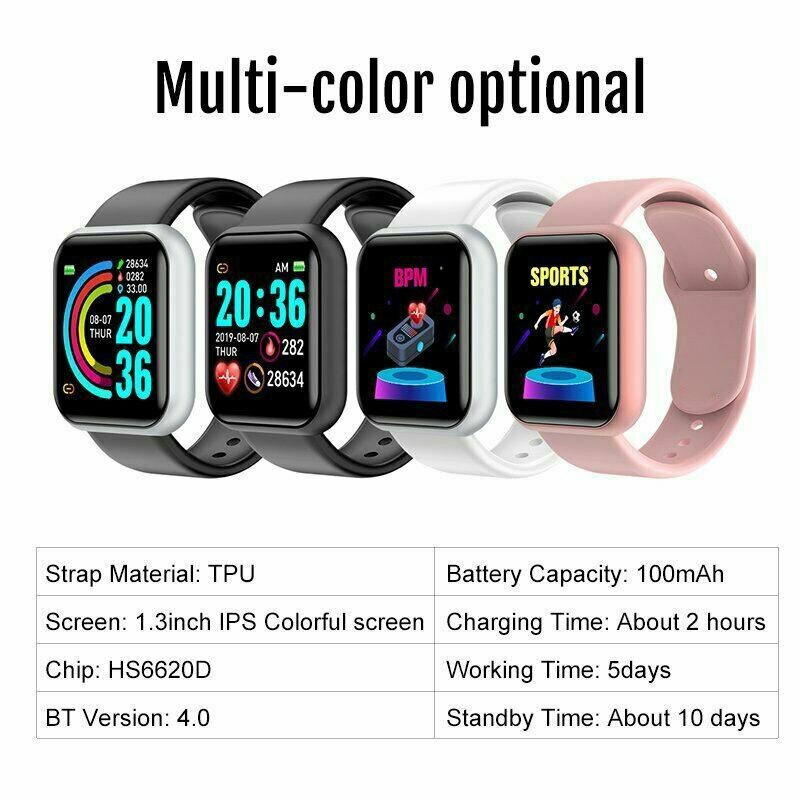 Smart Watch Y68 Waterproof Heart Rate Tracker-Fitness Wristband for IOS Android Wristband Waterproof Bluetooth Sport Smartwatch