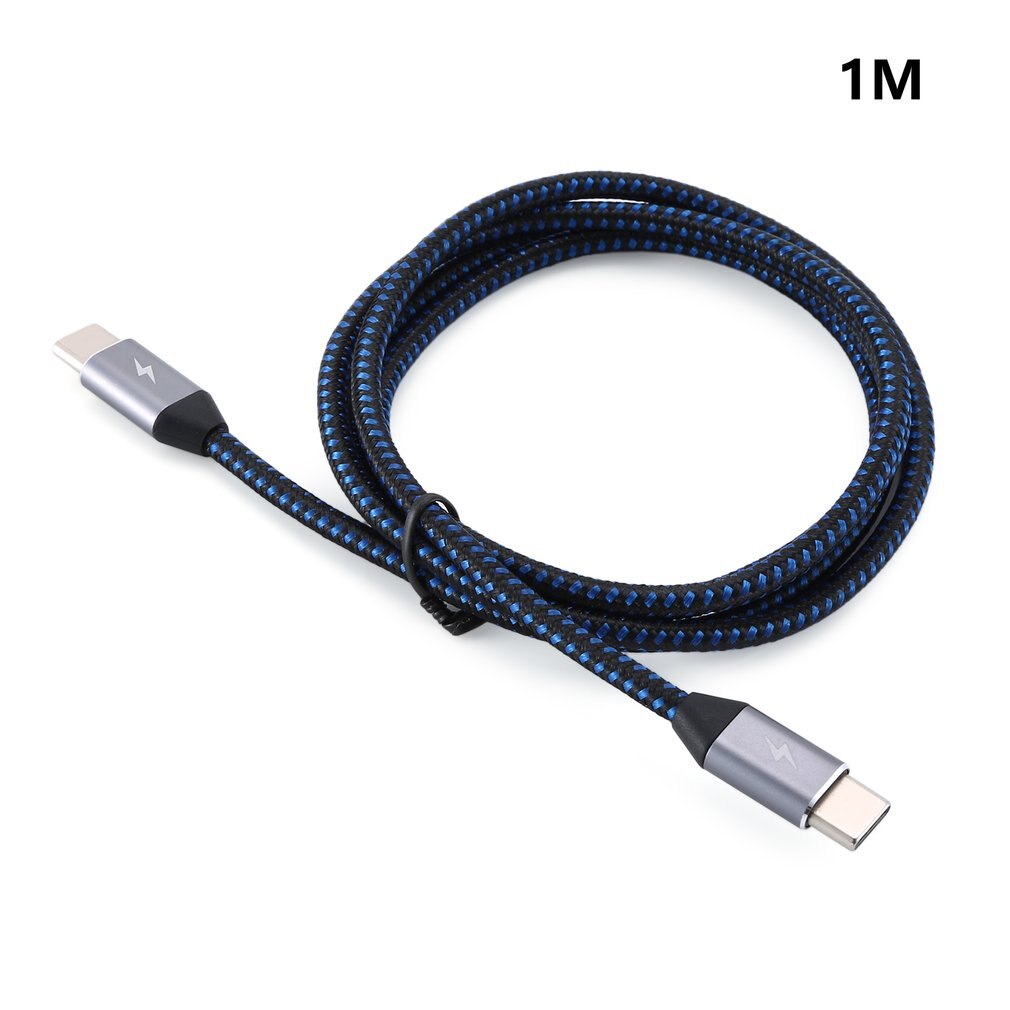 Double head type c data cable C to C male to male Type-c braided data cable 3A pd fast charging data cable: Grey 1m