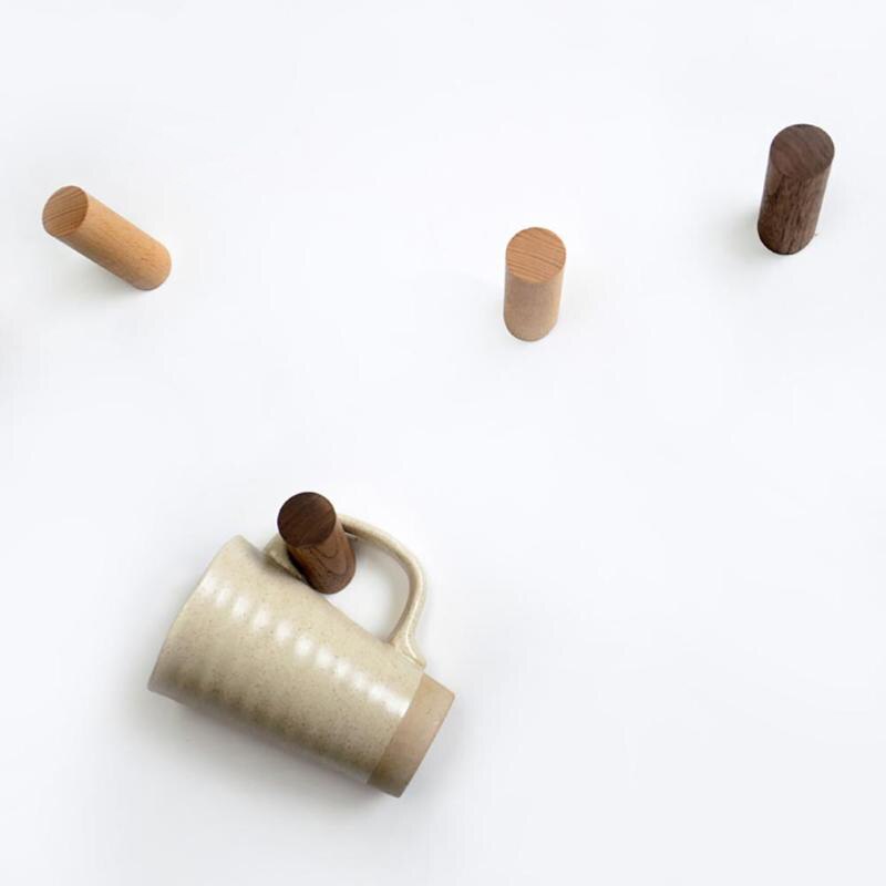 Natuurlijke Hout Kleerhanger Muur Gemonteerde Kapstok Decoratieve Sleutelhouder Hoed Sjaal Handtas Opslag Hanger Badkamer Rack