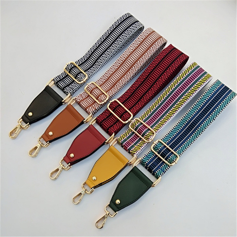 Nylon couleur ceinture sacs sangle accessoires pour femmes arc-en-ciel réglable épaule cintre bon chaîne sac sangles bon