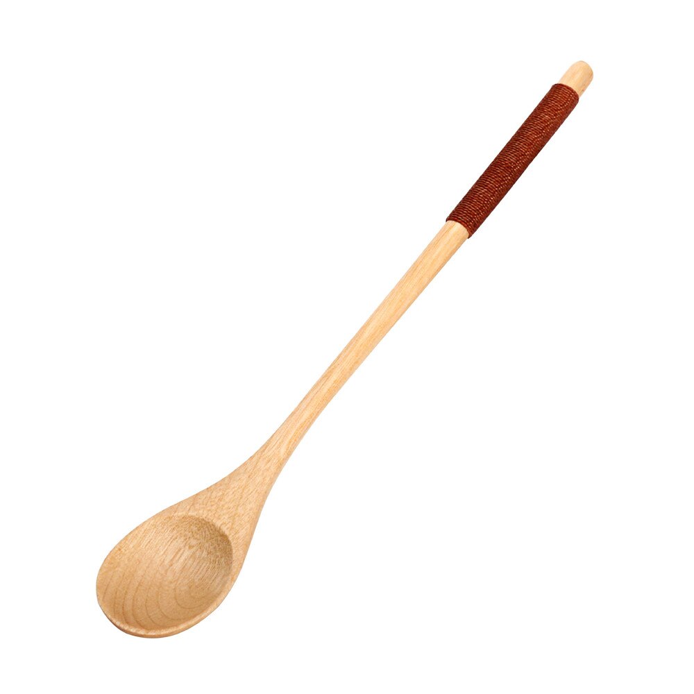 Wooden Spoons Large Long Handled Spoon Kids Spoon Wood Rice Soup Dessert Spoon Coffee Tea Mixing Tableware 20 X 2.8X 1 cm: White brown / 1pcs