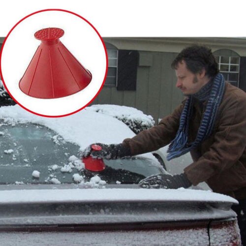 Rasqueta de hielo para parabrisas de coche, en forma de cono, removedor de embudo redondo para exteriores, nieve, novedad de
