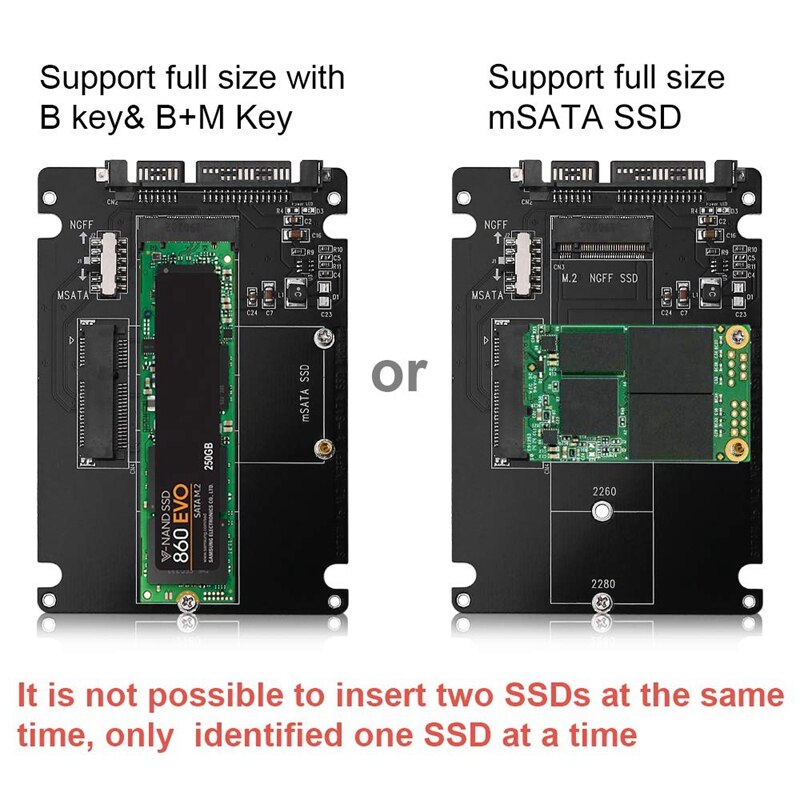 M.2 NGFF or MSATA to SATA 3.0 Adapter USB 3.0 to 2.5 SATA Hard Disk 2 in 1 Converter Reader Card with Cable for PC Laptop