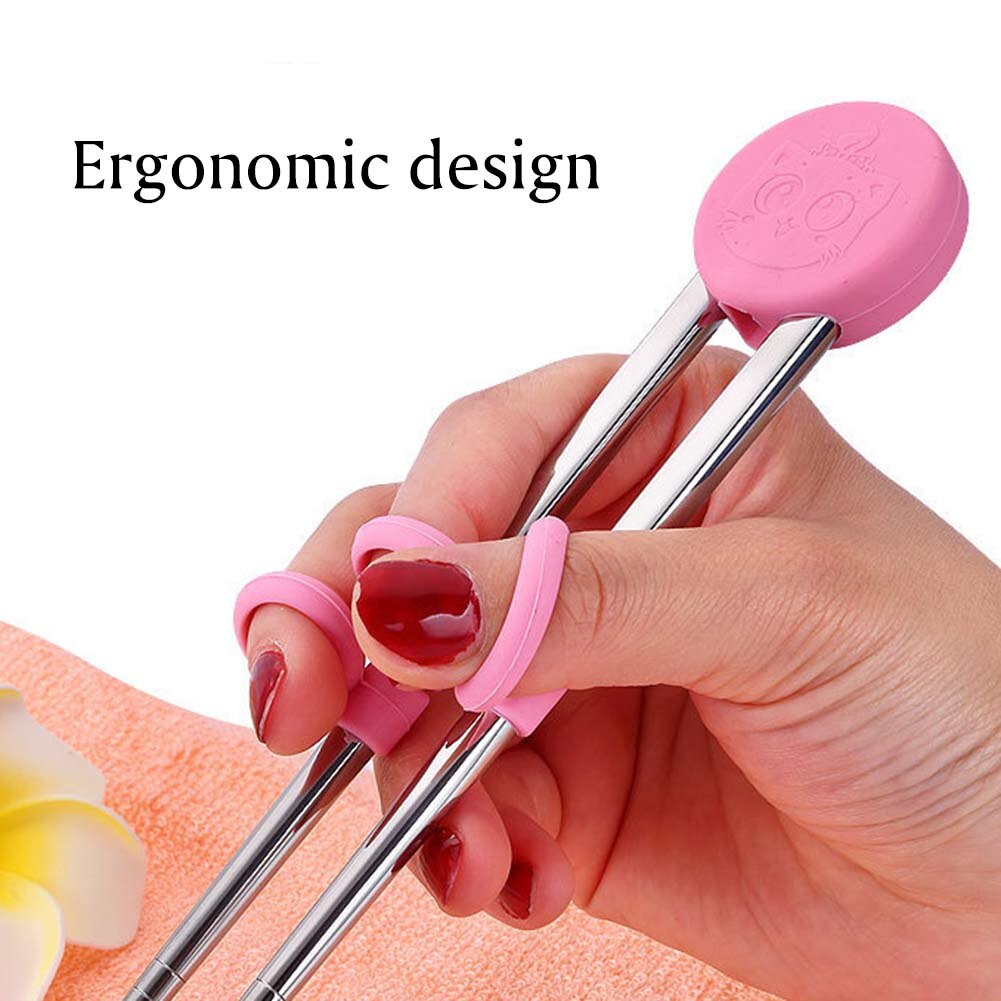 Baby Dinnerware Cute Portable Kids Learning Training Chopsticks Reusable Stainless Steel Chopsticks For Child Enlightenment