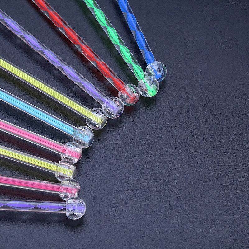 10 stk 23cm/29cm akryl frugtcocktail pick stick ske, spiral mønster bar tedråbe ske cocktail pick piskeris tilfældige farver