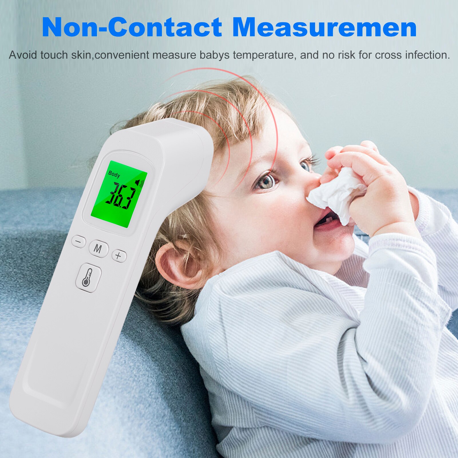 Termómetro Digital de mano LCD, medidor de temperatura, alarma de fiebre, infrarrojo sin contacto, herramientas para el hogar