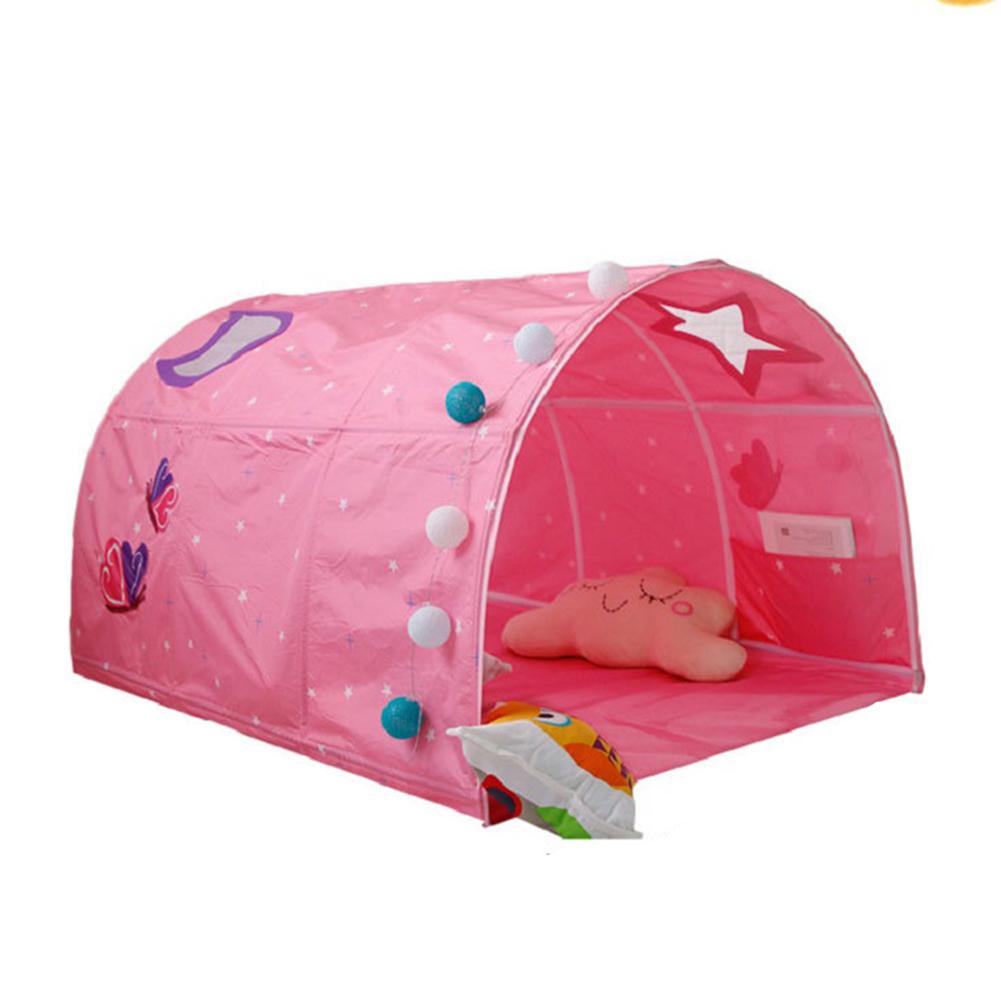 Portable Children's Play House For Kids Folding Small House Room Decoration Tent Crawling Tunnel Toy Ball Pool Bed Tent Boy Girl: Pink