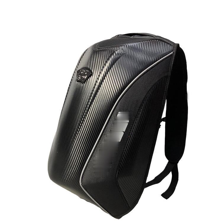 Mochila impermeable de fibra de carbono para motocicleta, bolso con carcasa dura, para turismo: Negro