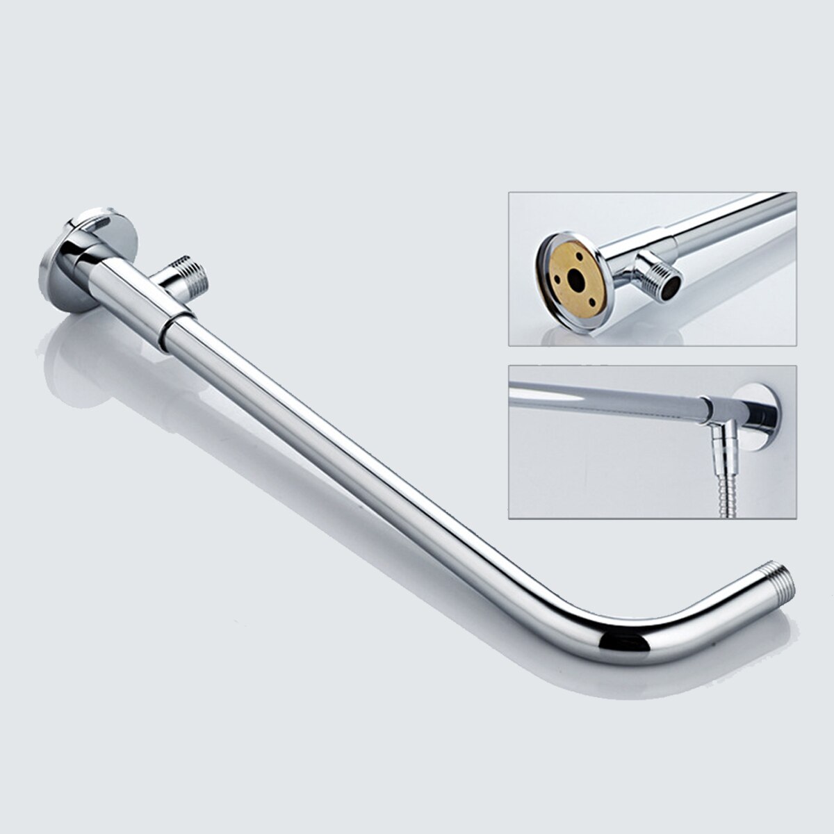 480mm 370mm Wall Mounted Shower Head Extension Arm Bottom Entry Hose Shower Extension Arm Fitting Mount Base for Home Bathroom