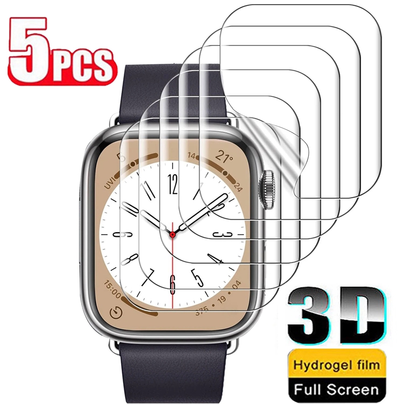 5PCS Hydrogel Film For Apple Watch Ultra 2 1 49MM 6 5 4 SE 40/44MM Screen Protector for Apple Watch Series 7 8 9 41MM 45MM Film