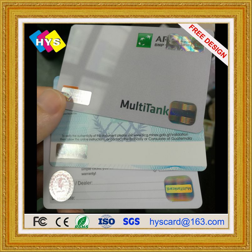 Holograms plastic card and PVC business card printing