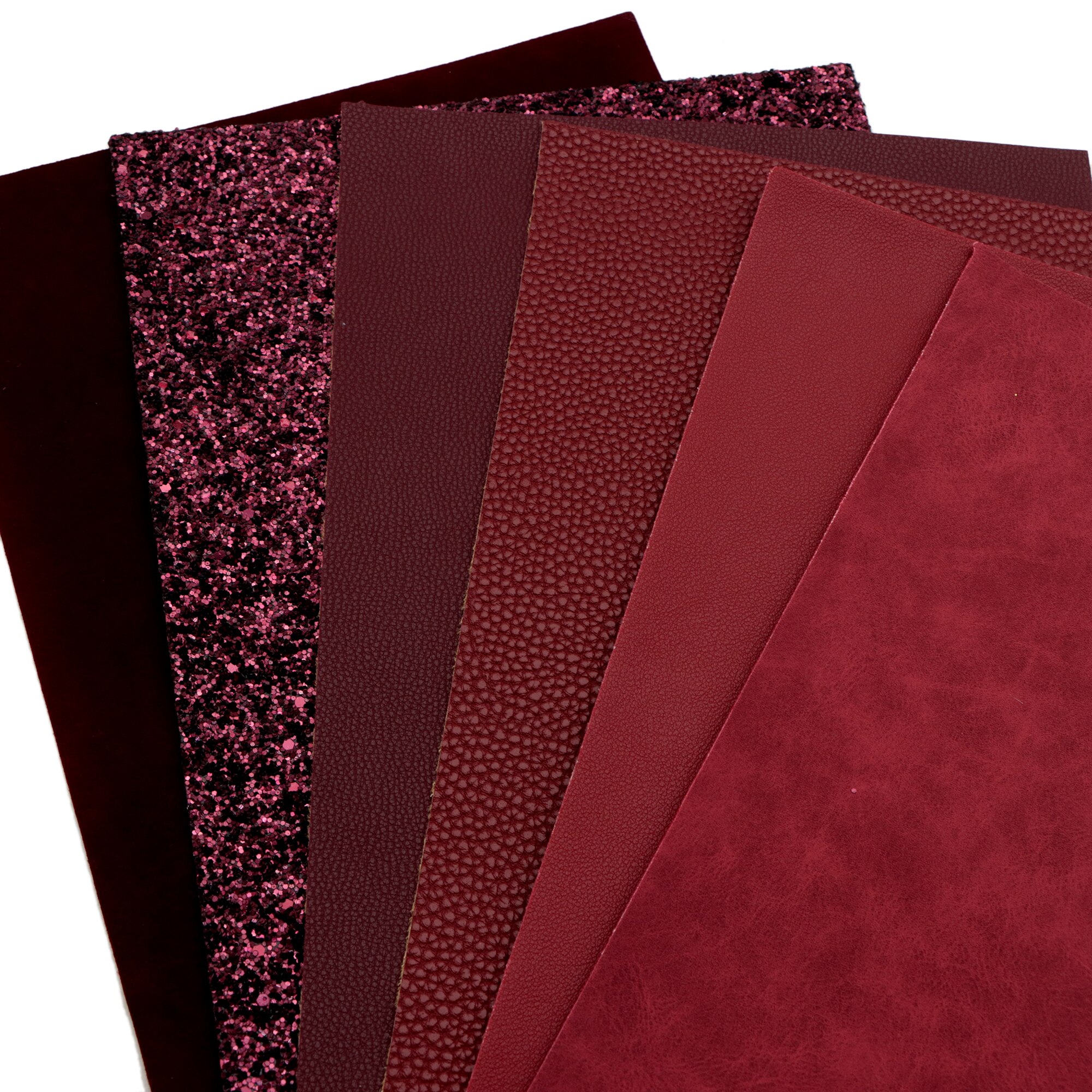 Red Series Assorted Faux Leather Sheets Glitter Velvet Synthetic Leather Vinyl Fabric For Making Earrings Hair Bows A4 ,1Yc15423