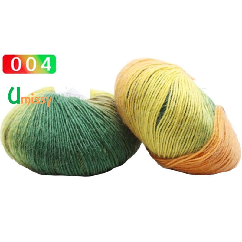 2pcs Cashmere Yarn Knitted Chunky Hand-Woven Woolen Rainbow Colorful Knitting Scores 100% Wool Yarn Needles Crochet Weave Thread: 2pcs 04
