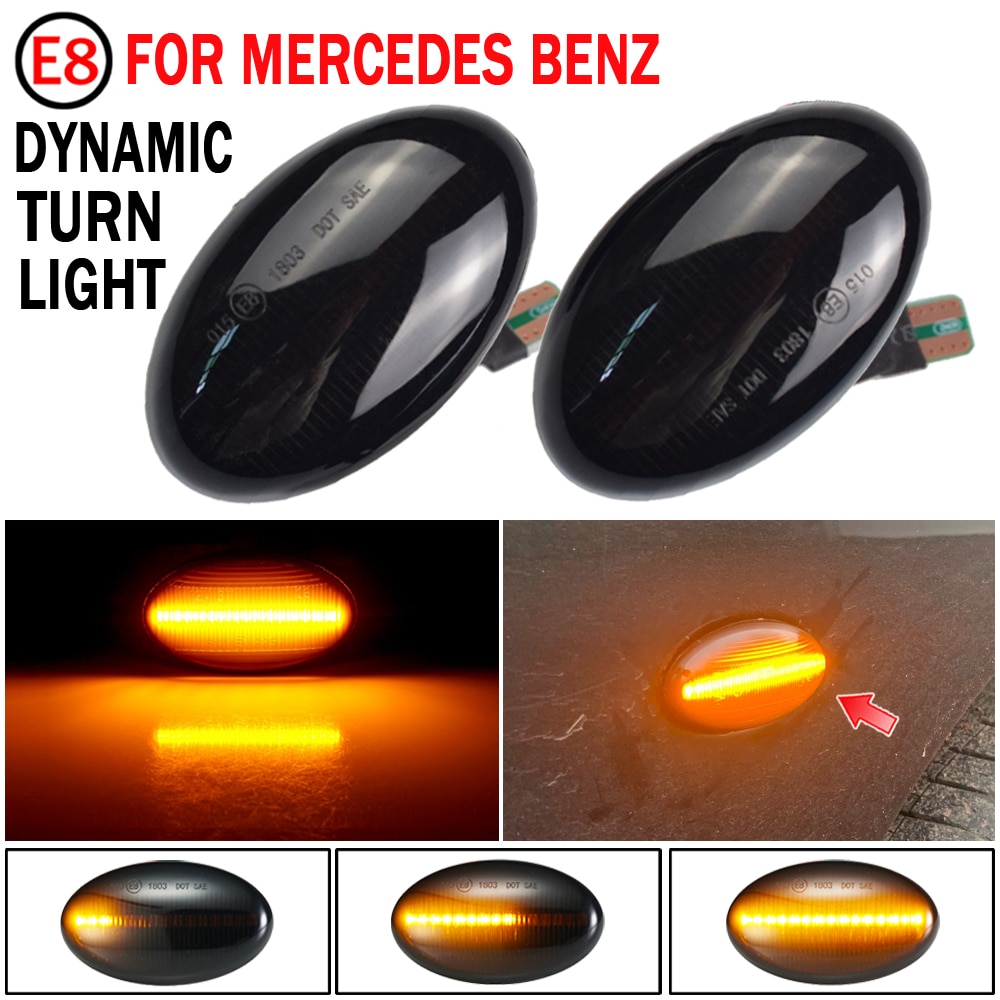 2 pces para benz smart w450 w452 a-class w168 vito w639 w447 citan w415 led indicador de luz de marcador lateral dinâmico repetidor